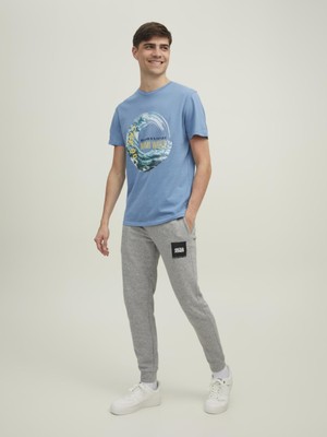 Jack & Jones Erkek Bisiklet Yaka Baskılı Tişört 12213771