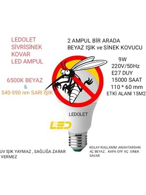 Ledolet Sivri Sinek Kovar 9W LED Ampul