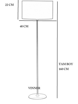 Vinner beyaz Kaplama Conic Burgulu Tek Ayak Metal Lambader gold Şeritli