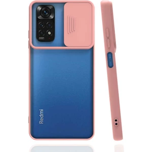Kzy Xiaomi Redmi Note 11S Global Kapak Lensi Açılır Kapanır Kamera Korumalı Silikon Kılıf - Pudra