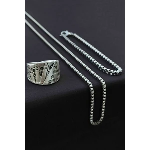 Trend Collection Iskambil Destesi Poker Ayarlanabilir Gümüş Kaplama Yüzük Küp Bileklik ve Kolye Set