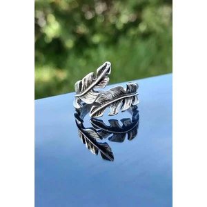 Trend Collection Kuş Tüyü Model Gümüş Kaplama Ayarlanabilir Kadın Yüzük