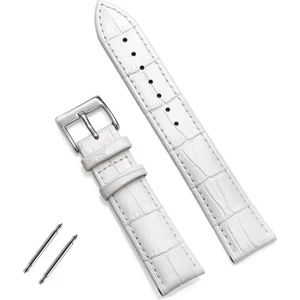 Online Kordon Fossil Saat Uyumlu Croco Baskılı Beyaz Renk Deri Saat Kordonu Kayışı
