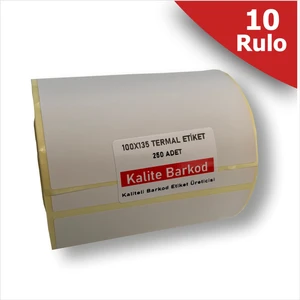 Kalite Barkod 100x135 Termal Etiket 10 Rulo Barkod Etiketi