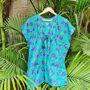 Turkındıa Turkuaz / Mavi Kaftan Elbise Pareo  (8-10 Yaş)- Kız Çocuk