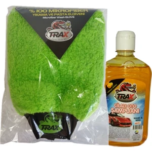 Araba 100% Mikro Fiber Havlu Yıkama Eldiveni + Oto Cilalı Araç Şampuanı 500 ml