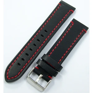 Ezgi Elektronik Bizon Siyah Deri Saat Kordonu 24MM Kırmızı Spor Dikişli Kayışı Dü
