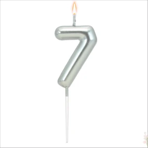 Süsle Bebek ve Parti 7 Rakam Gümüş Mum