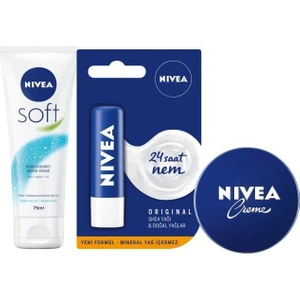 Nıvea Soft 75 ml + Nıvea Dudak Kremi Original + Nıvea Krem 75 ml