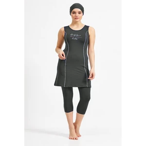 Kadın Likralı Kolsuz Yarı Kapalı Tesettür Mayo 0581