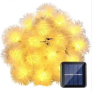 Sge Teknoloji  Teknoloji Güneş Enerjili 7 M 50 LED Sarı Renkli Kar Tanesi Solar Bahçe Aydınlatması LED Lamba