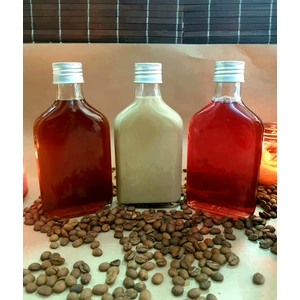 Saccura Dekor 3'lü Cold Brew Gümüş Kapak Yassı Cam Şişe Set 200 cc