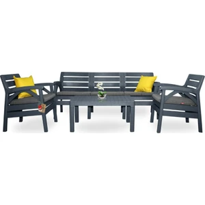 Çavdar Group Santana 3+1+1 Plastik Oturma Grubu Bahçe Balkon Teras Sehpalı Koltuk Takımı