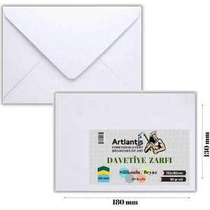 Zarf 13X18 Davetiye Zarfı Beyaz 250'LI 1 Paket Artlantis Beyaz Davetiye Zarfı 13*18 250 Li 1 Paket