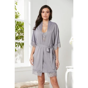 Pierre Cardin Penye Dantelli Gecelik & Sabahlık Takım  - 4020