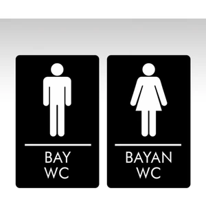Egesta Wc Tuvalet Kapı Uyarı Yönlendirme Levhası 2'li Bay-Bayan Set
