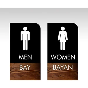 Egesta Wc Tuvalet Kapı Uyarı Yönlendirme Levhası 2'li Bay-Bayan Set