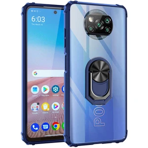 Xiaomi Poco X3 Gt Uyumlu Kılıf Standlı Yüzüklü Şeffaf Metal Ring Ultra Protective Case