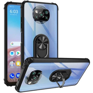 Xiaomi Poco X3 Gt Uyumlu Kılıf Standlı Yüzüklü Şeffaf Metal Ring Ultra Protective Case