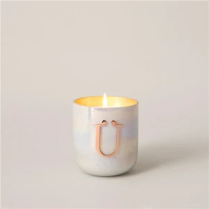 Metal Ü Harfli Kokulu Mum Beyaz