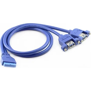 2 Port USB 3.0 Dişi - 19 Pin Anakart Vidalı Montaj Tipi Panel Kablo 40CM