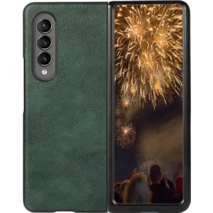 Samsung Galaxy Z Fold4 Turuncu Için Iki Renkli Litchi Doku Kılıfı( Yurt dışından )(Yurt Dışından)