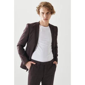 ALTINYILDIZ CLASSICS Erkek Bordo-gri Ekstra Slim Fit Dar Kesim Mono Yaka Su Ve Leke Tutmayan Nano Takım Elbise