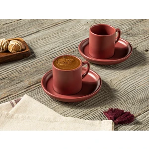English Home Elated Seramik 2'li Kahve Fıncan Takımı 105 ml Bordo