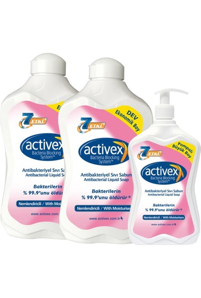 Activex Antibakteriyel Sıvı Sabun Nemlendiricili 1,5+1,5+700ML