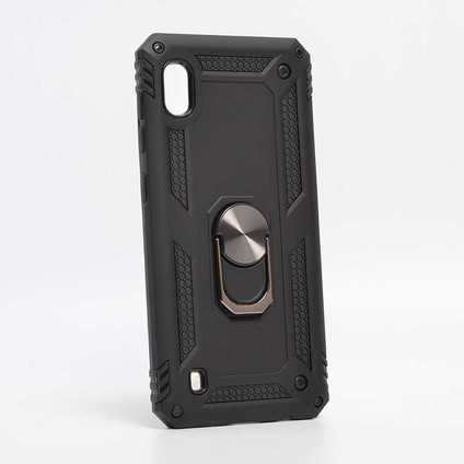 Samsung Galaxy A10 Uyumlu Kılıf Stand Yüzüklü Kapak Military Metal Solid Ring Case
