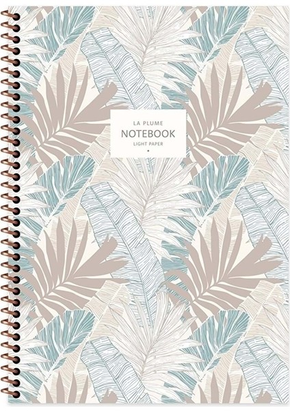 La Plume Leaves DEFTER16,5*22,5 cm 80 Yp.kareli Karton Kapak Spr.