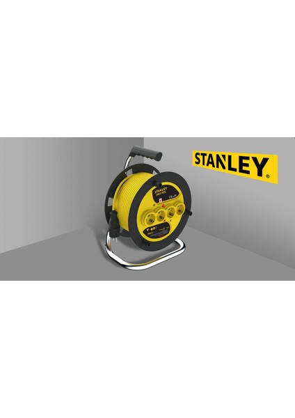 Stanley Profesyonel Makaralı Kablo St-E Serisi Termikli IP20 4 Soketli 40 Metre 3x1,5mm