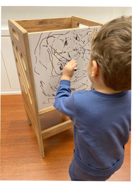 Montessori Yükseklik Ayarlı Beyaz Yazı Tahtalı Öğrenme Kulesi / Montessori Learning Tower fırsatları