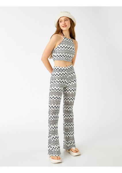 Ispanyol Paça Pantolon Desenli Yüksek Bel fiyatları