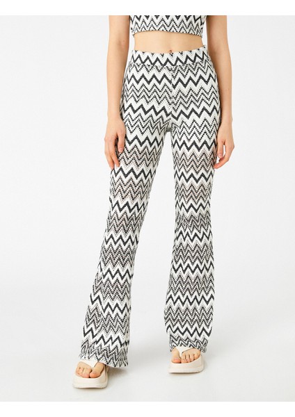 Ispanyol Paça Pantolon Desenli Yüksek Bel modelleri