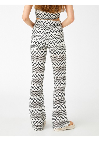 Ispanyol Paça Pantolon Desenli Yüksek Bel fırsatları