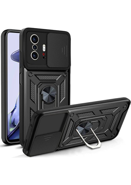 Xiaomi Mi 11T Pro Uyumlu Kılıf Kamera Korumalı Sürgülü Yüzüklü Armor Military Tank Zırhlı