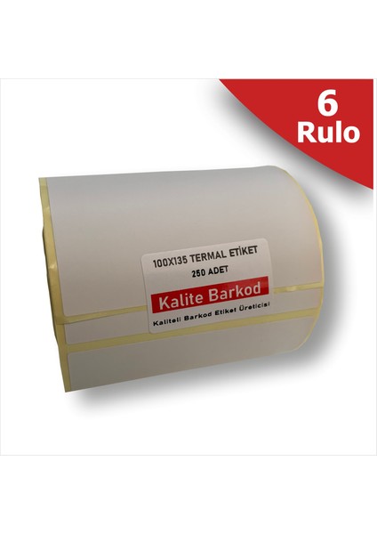 100x135 Termal Etiket 6 Rulo Barkod Etiket