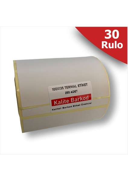 100x135 Termal Etiket 30 Rulo Barkod Etiketi
