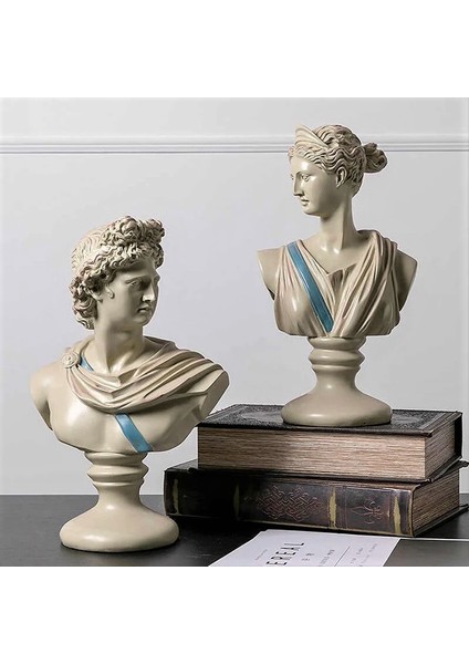 Diana ve Apollo Büst Heykel 2'li Set