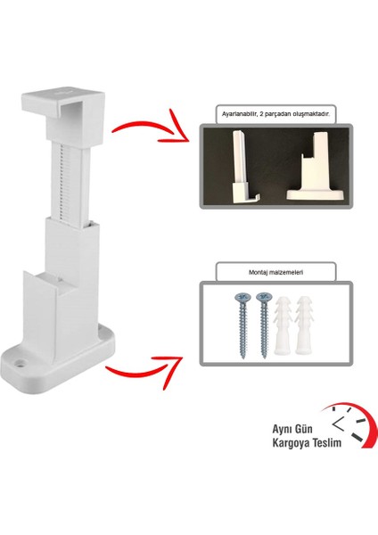 OKÇU KARDEŞLER YAPI MARKET Perde Rayı Korniş L Köşe Montaj Aparatı + Dübel + Vida