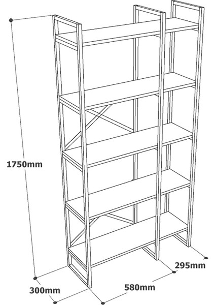 Robin Home Atlantis Gold Metal Kitaplık 5 Raflı 2 Bölme 175CM Mermer Desen