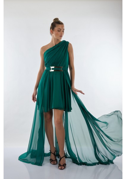 Tek Omuz Midi Şifon Oversize Elbise - Özel Günler İçin fiyatları