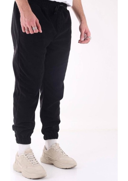 Unisex - 3 İplik Şardonlu Eşofman Altı Siyah
