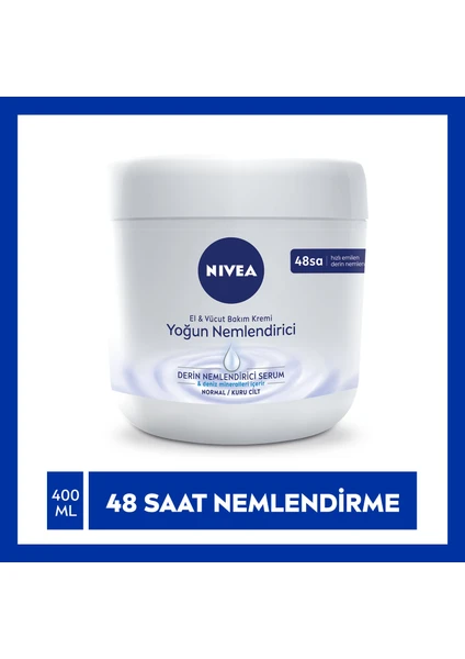 NIVEA El ve Vücut Bakım Kremi Yoğun Nemlendirici 400ml, 48 Saat Nemlendirici, Deniz Mineralleri