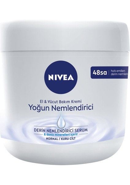 NIVEA El ve Vücut Bakım Kremi Yoğun Nemlendirici 400ml, 48 Saat Nemlendirici, Deniz Mineralleri