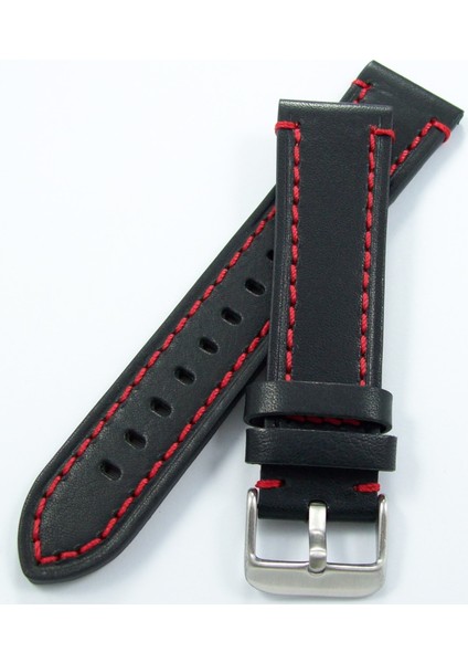 Bizon Siyah Deri Saat Kordonu 24MM Kırmızı Spor Dikişli Kayışı Dü fiyatları