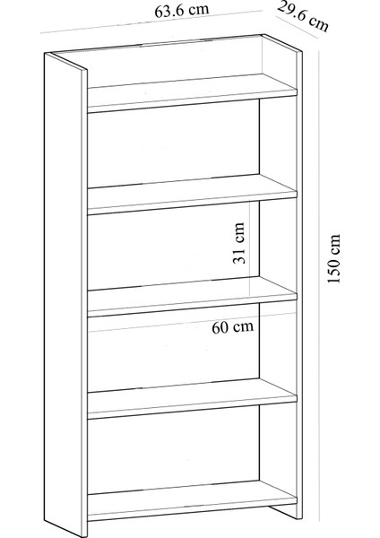 Cantek Dizayn Amy Kitaplık (60 Cm) Beyaz-Beyaz