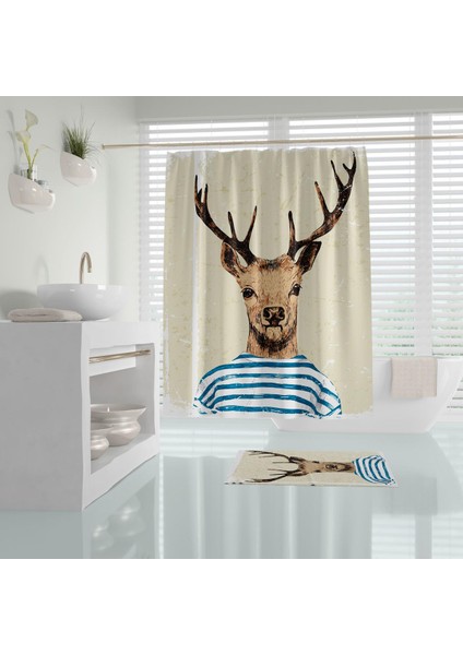 Tropik Deer Banyo Duş Perdesi Tek Kanat 1X180X200