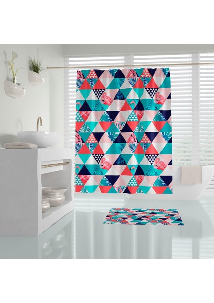 Tropik Abstract Banyo Duş Perdesi Tek Kanat 1X180X200